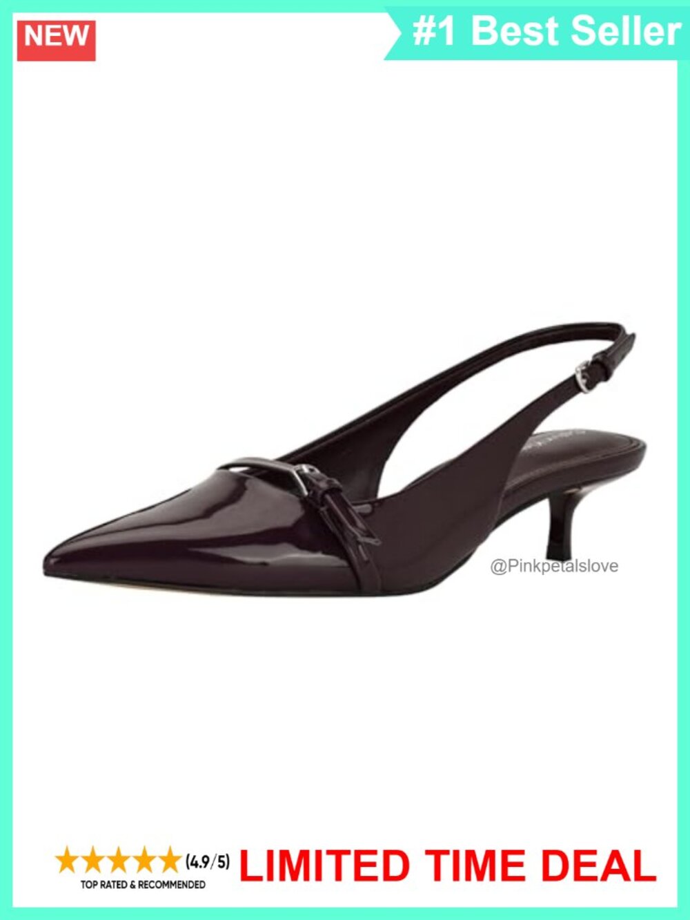 Pointy Toe Slingback Dress Pumps Faux Patent Leather Heels
